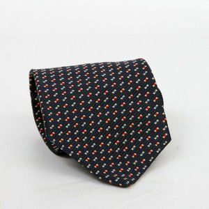 Vintage Tommy Hilfiger Navy Blue Red Spool Design Silk Mens Necktie Tie Ties USA